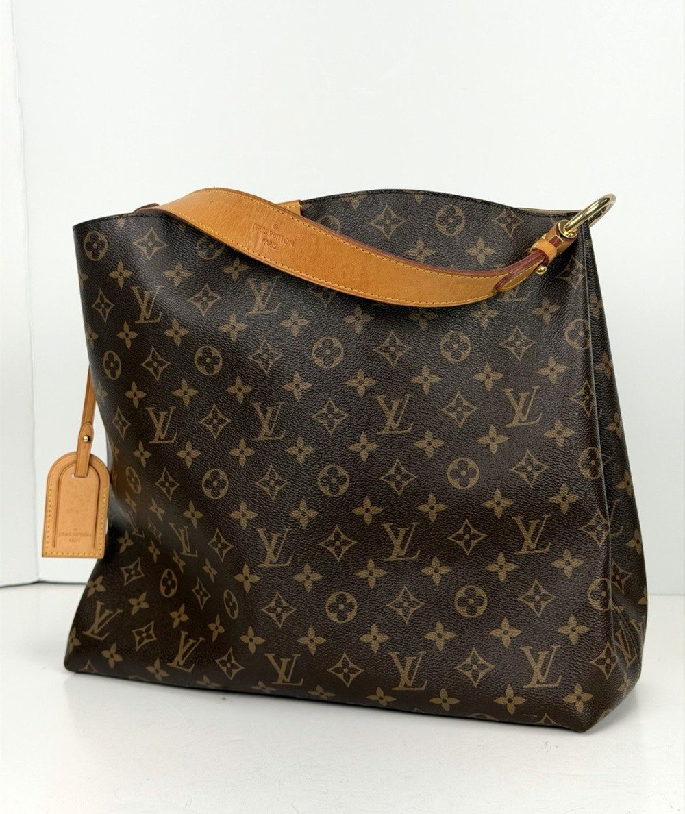 Louis Vuitton Graceful PM Tote Shoulder Bag Brown Monogram Coated Canvas 2017 F3